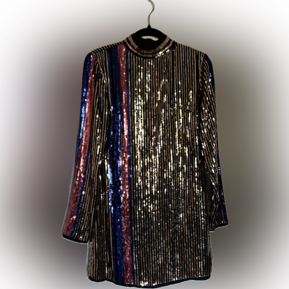 Nasty Gal Striped Sequin Mini Dress NWT